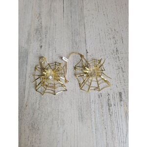 Unique golden tin spider web set ornament Xmas Halloween